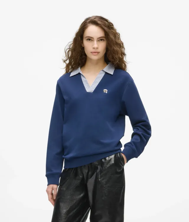 Karl Lagerfeld Ikon V-Neck Sweatshirt Stickerei