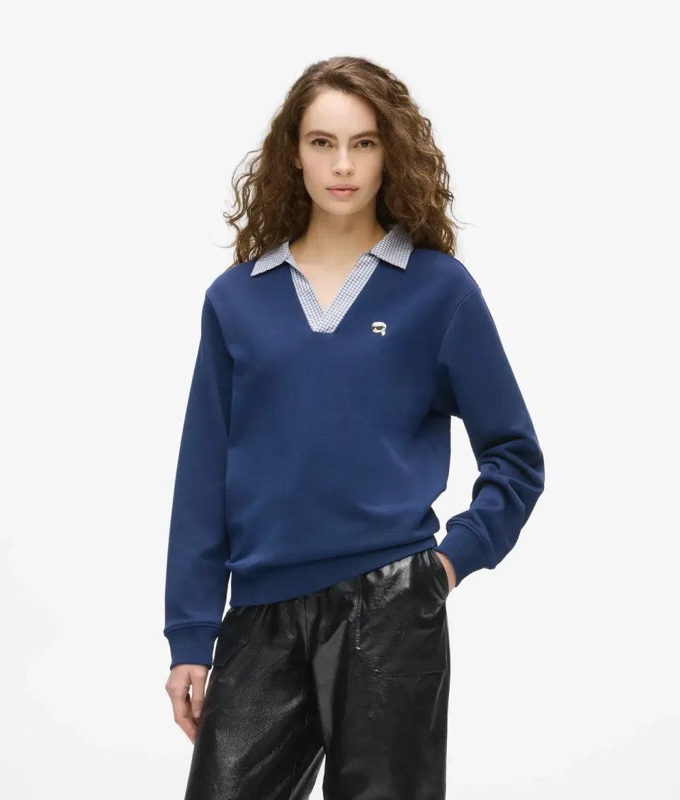 Karl Lagerfeld Ikon V-Neck Sweatshirt Stickerei