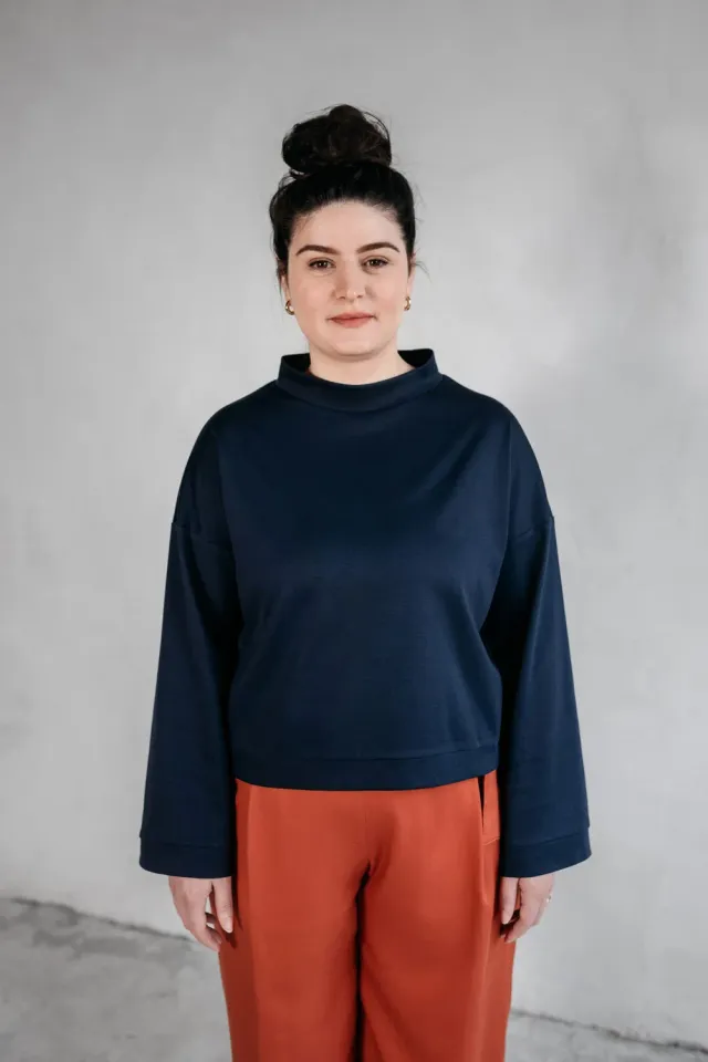 isarti Ogni Pullover Notte Blu Baumwolle Stehkragen