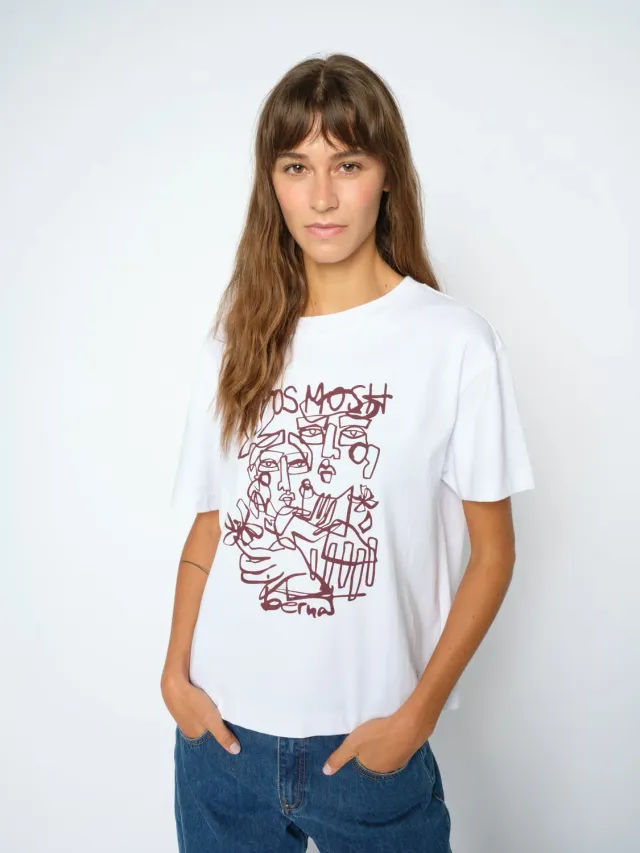 Mos Mosh MMBernat O-Neck Tee weiß relaxed Print