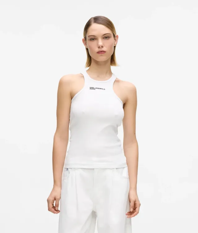 Karl Lagerfeld Jeans Ribbed Logo Tank Top Racer