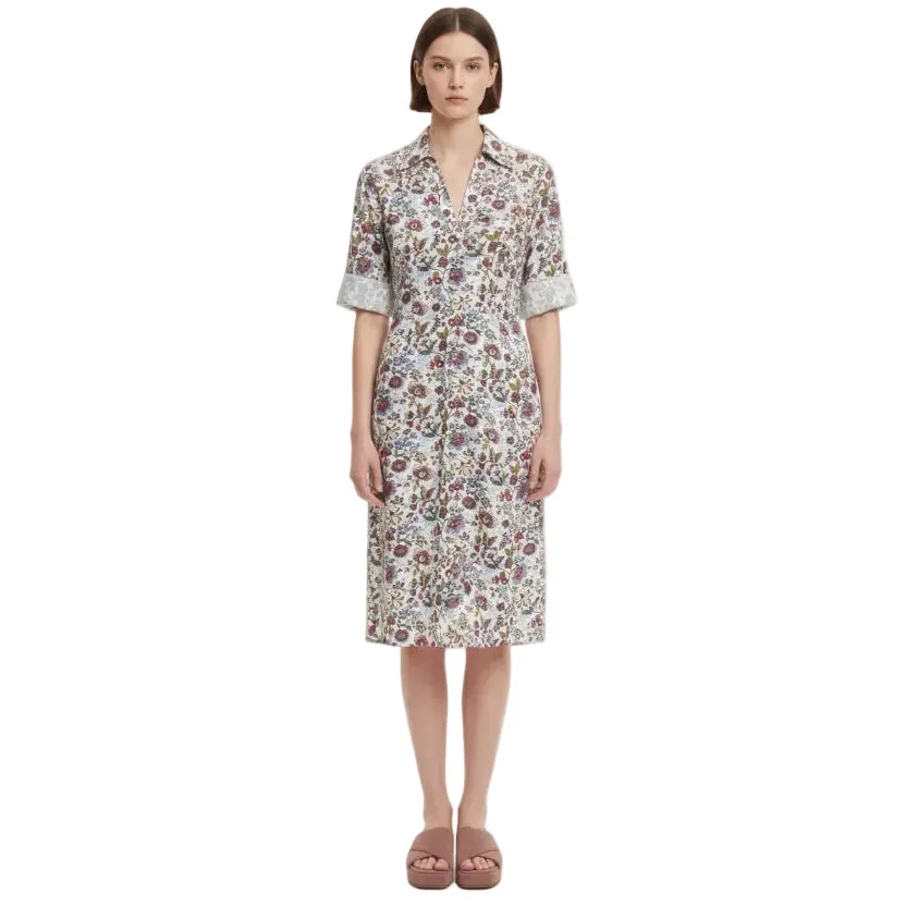 Gloriette Flower Print Midikleid Mehrfarbig Baumwolle