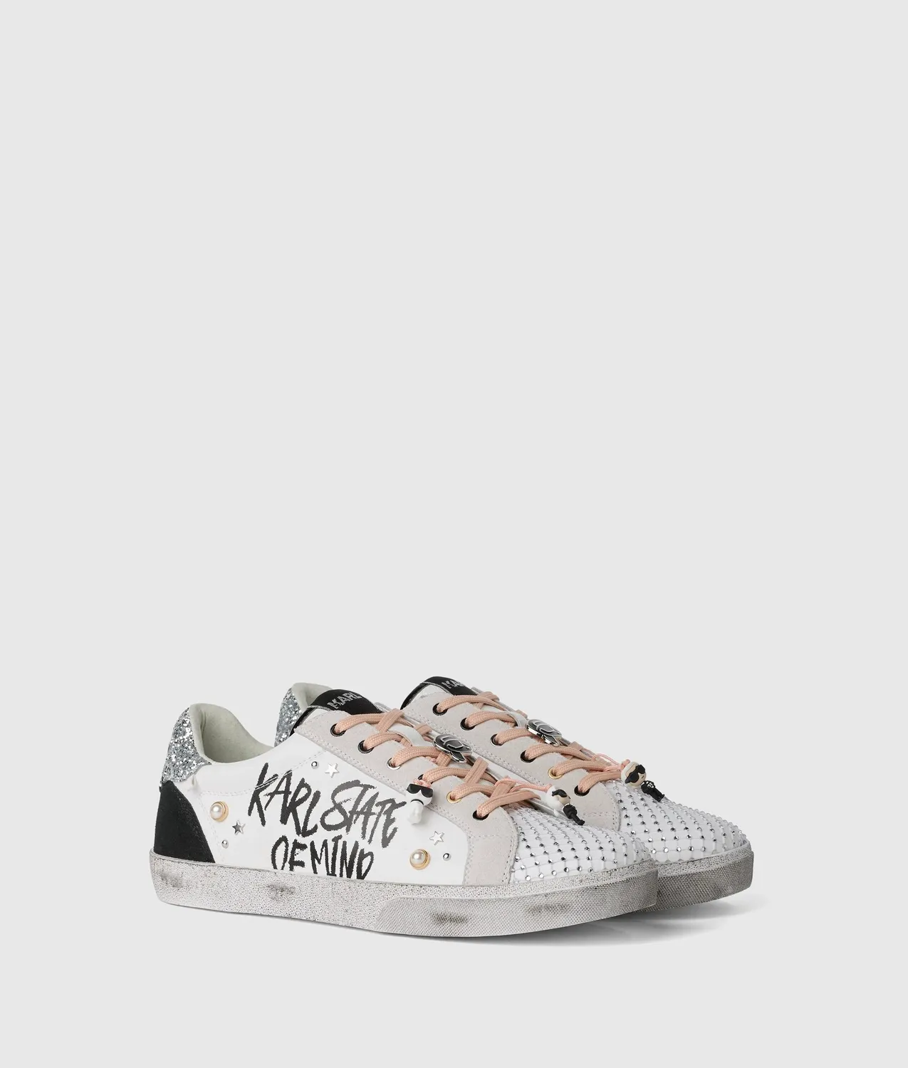 Karl Lagerfeld Skool Sneaker Nieten Glitzer Größe 38