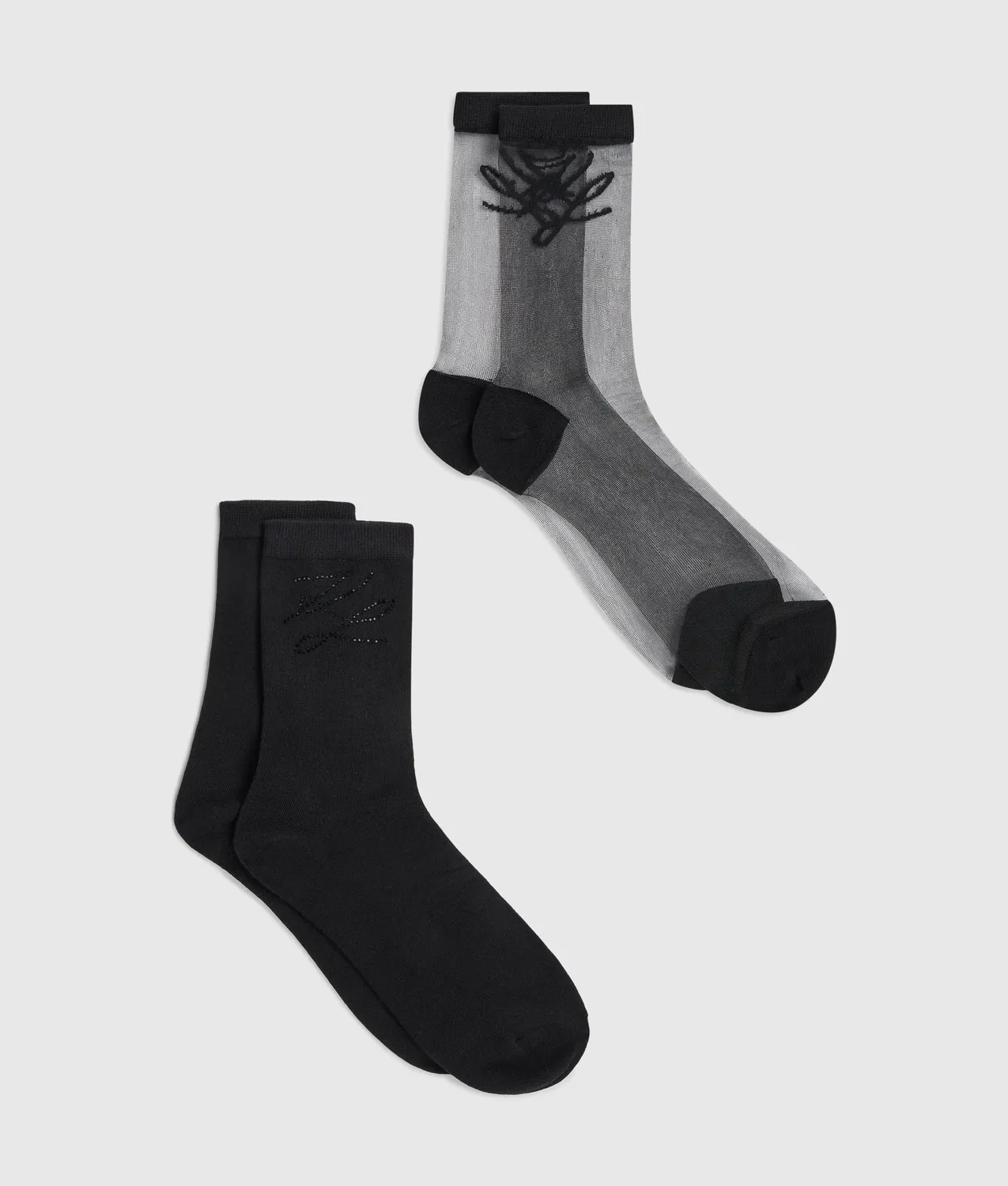 Karl Lagerfeld Autograph Socken 2er-Pack Mesh mit Strass