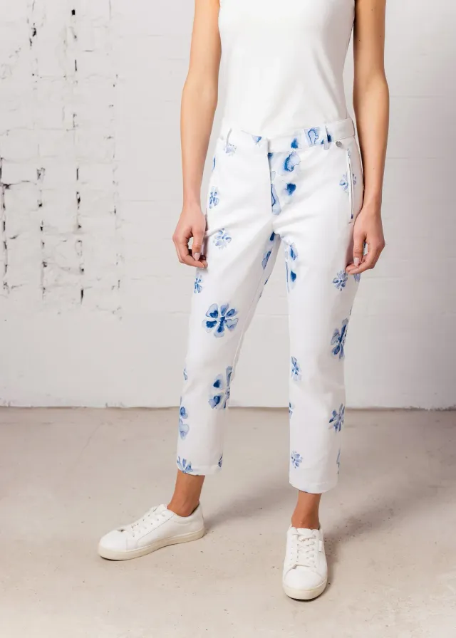 Senatex Slimfit 7/8 Hose Denim Flower Baumwoll-Mix