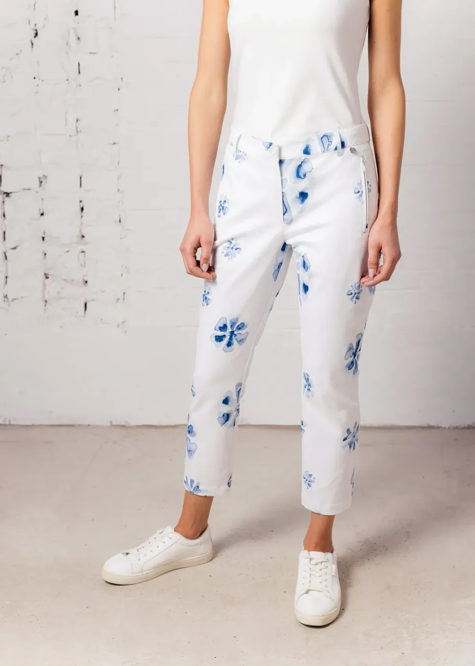 Senatex Slimfit 7/8 Hose Denim Flower Baumwoll-Mix