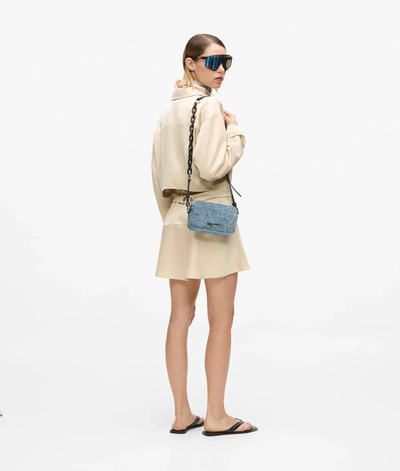 Karl Lagerfeld KL Jeans Denim Chain Camera Bag