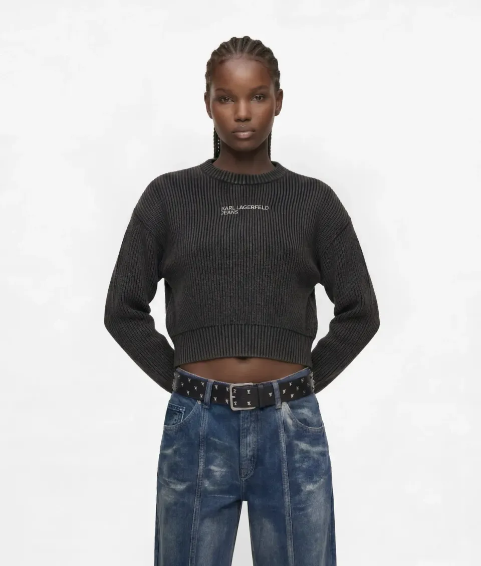 Karl Lagerfeld KL Jeans Washed Pullover Ripstrick Damen
