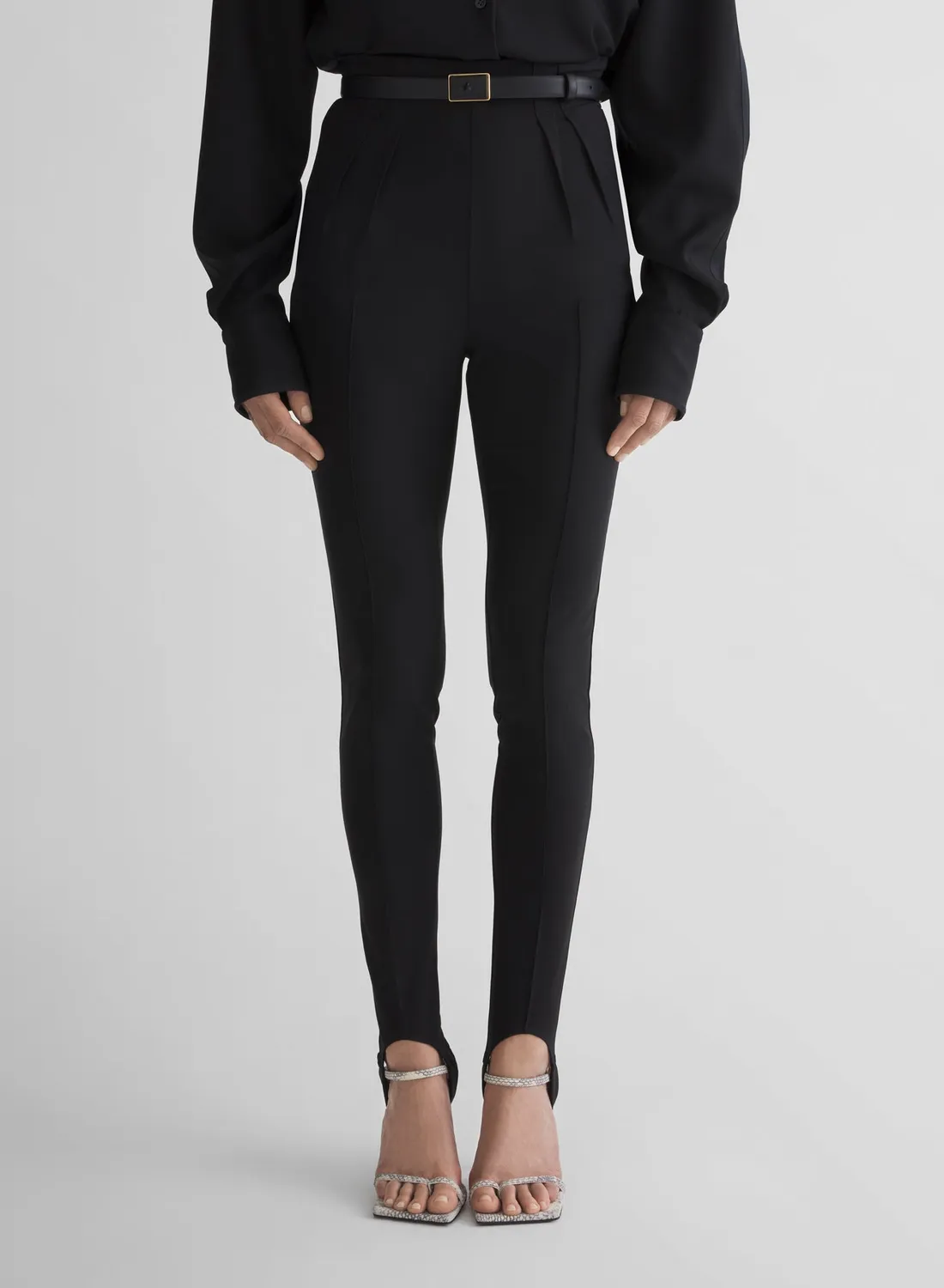 Mugler Tailored Leggings Schurwolle Schwarz High-Waist