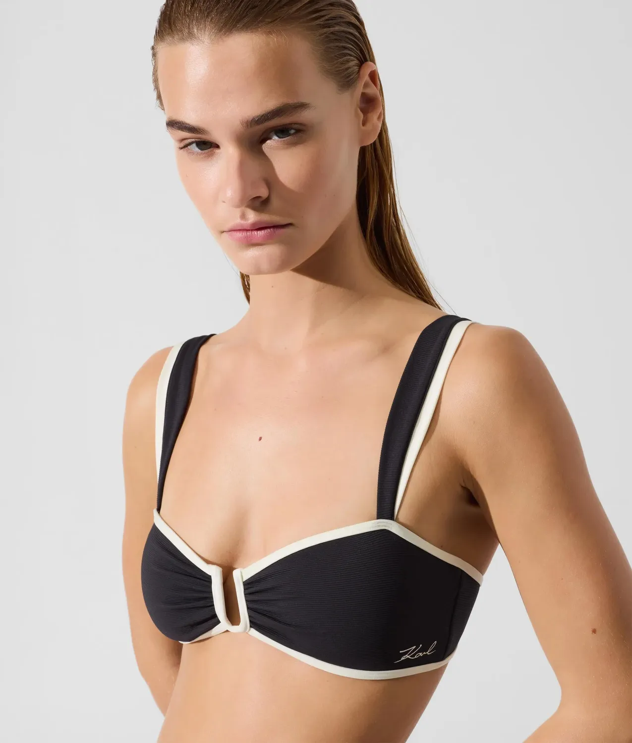 Karl Lagerfeld Signature Bandeau Bikini-Oberteil schwarz