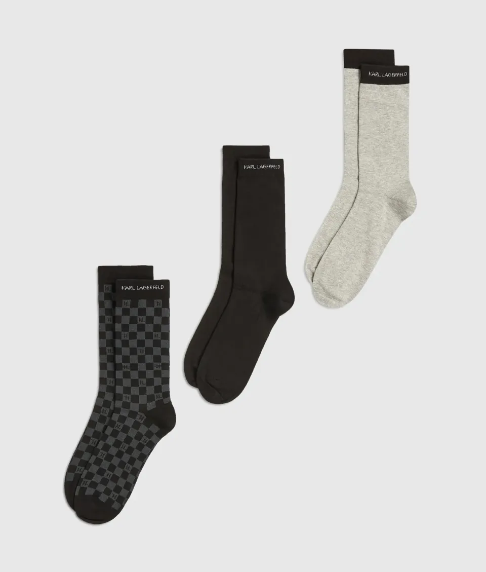 Karl Lagerfeld Logo Socken 3er-Pack geripptes Bündchen