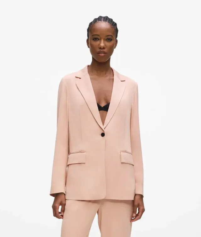 Karl Lagerfeld Satin-Blend Blazer einreihig Viskose