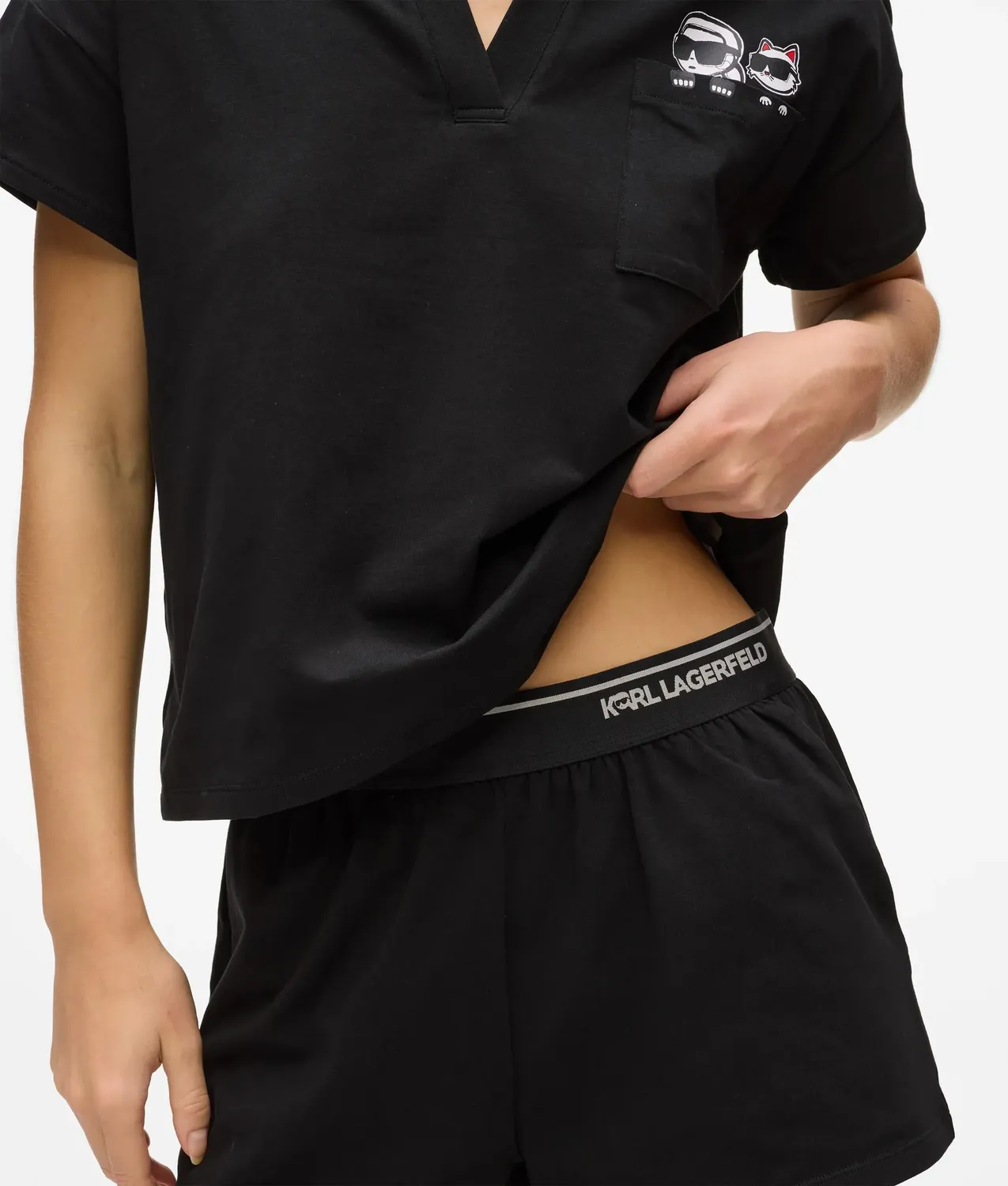 Karl Lagerfeld Ikon Pyjama Set kurz gestreift