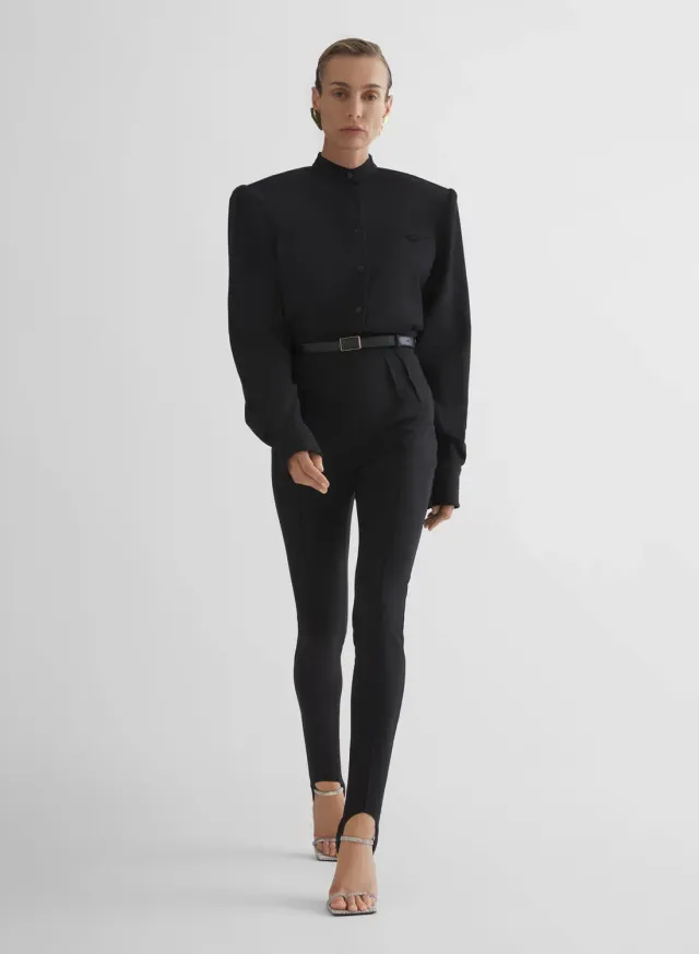 Mugler Tailored Leggings Schurwolle Schwarz High-Waist