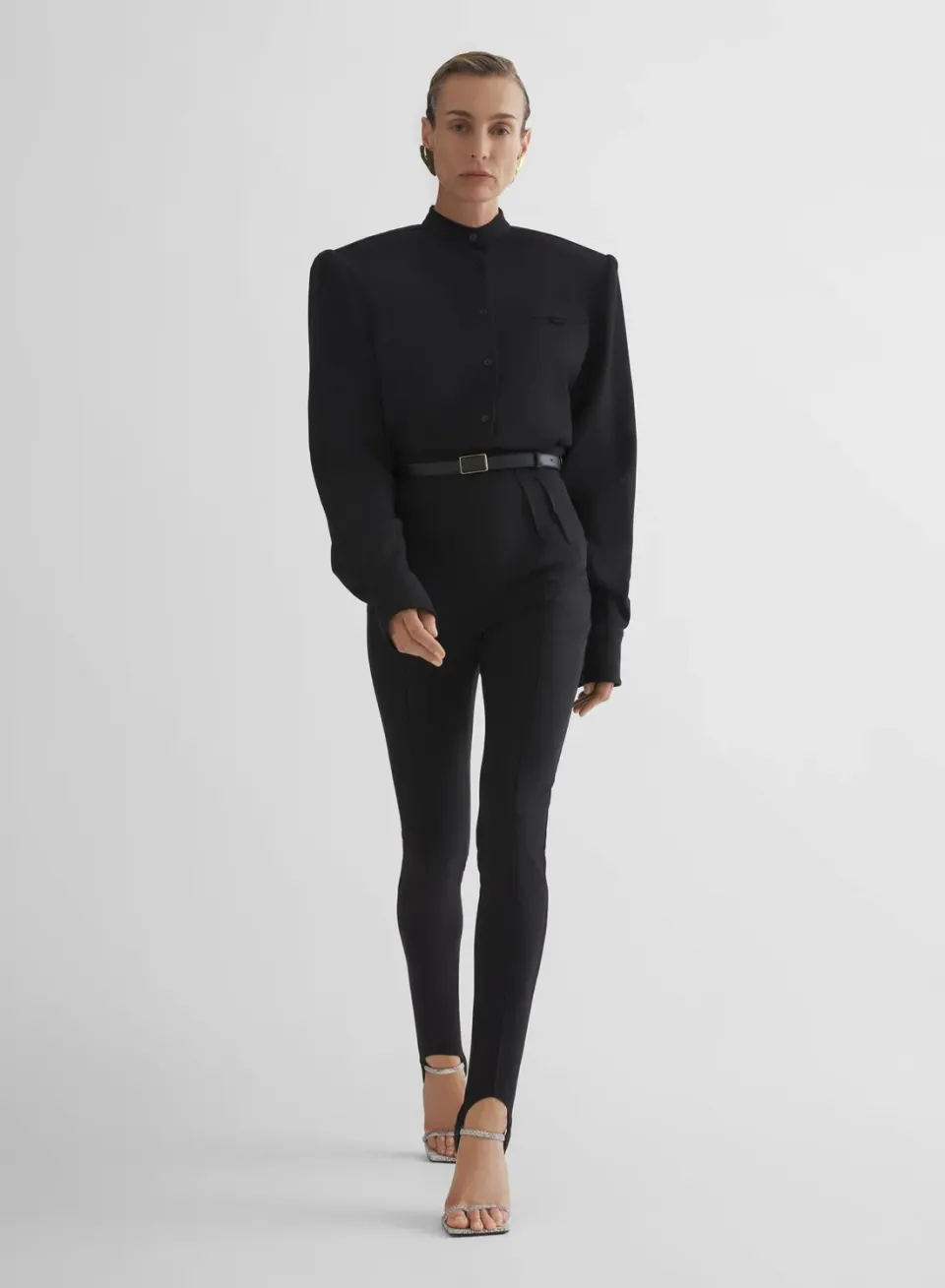 Mugler Tailored Leggings Schurwolle Schwarz High-Waist
