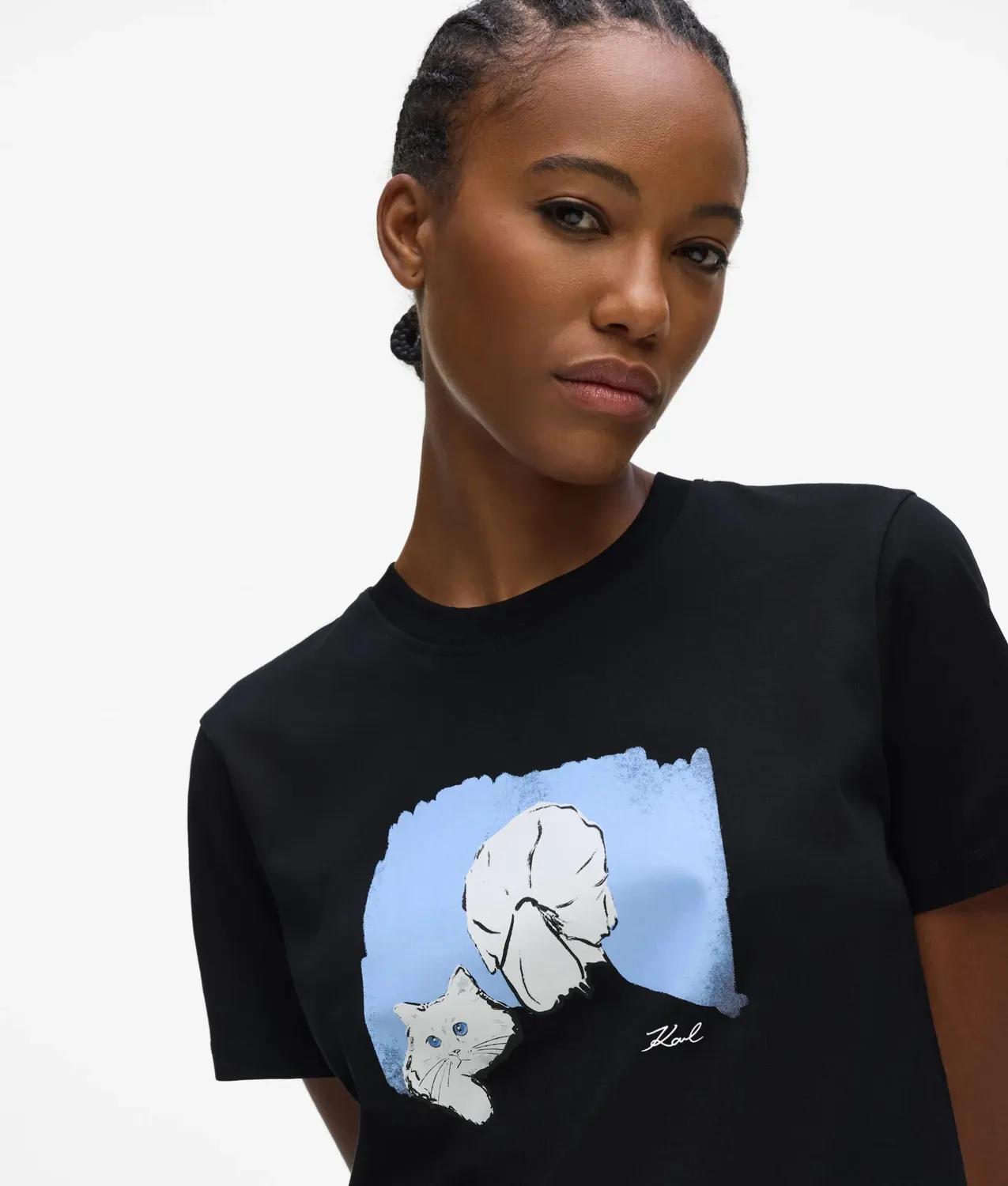 Karl Lagerfeld Illustrated Portrait T-Shirt Bio-Baumwolle
