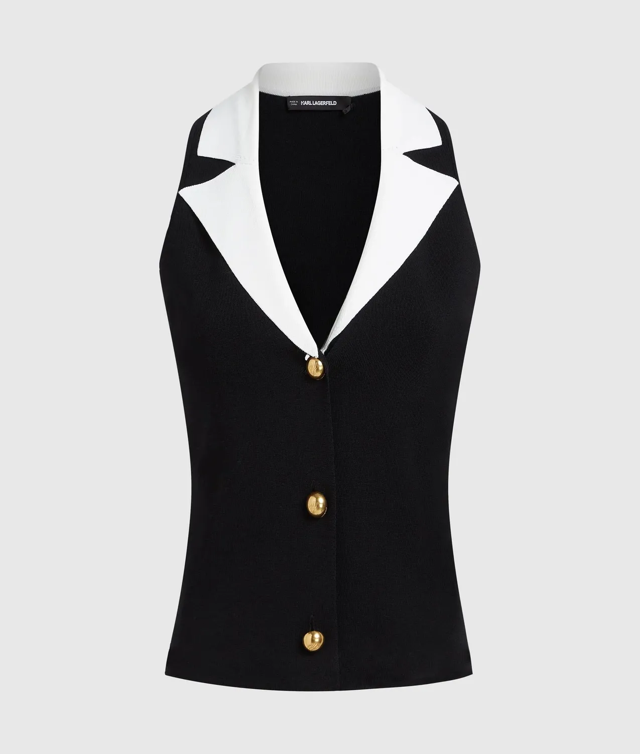 Karl Lagerfeld Tailored Stricktop weiß Kragen XS-XXL