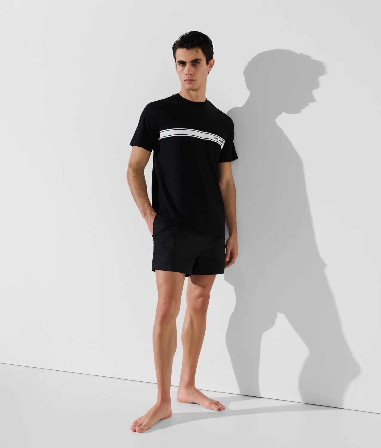 Karl Lagerfeld Logo Beach T-Shirt Bio-Baumwolle Herren