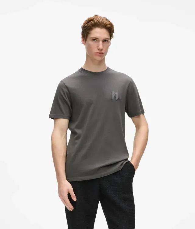 Karl Lagerfeld Monogram T-Shirt Wollmix Rundhals Ton-in-Ton