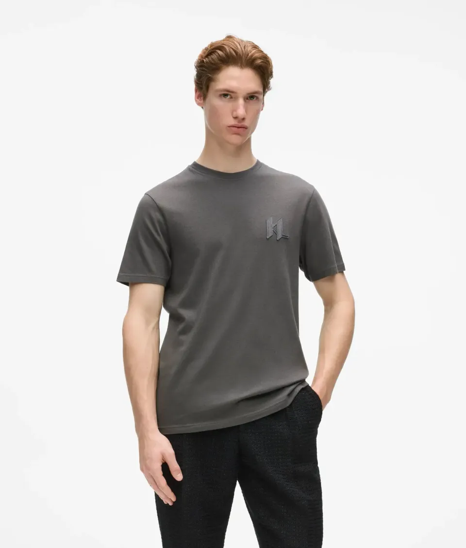 Karl Lagerfeld Monogram T-Shirt Wollmix Rundhals Ton-in-Ton