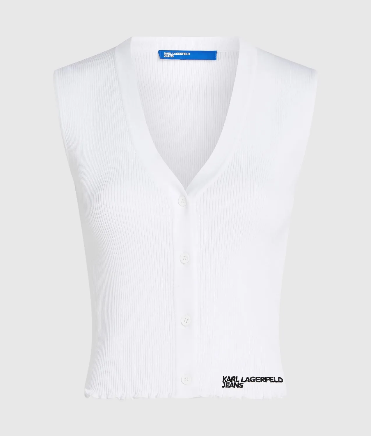 Karl Lagerfeld KL Jeans Ripp-Stricktop Knopf Rüsche
