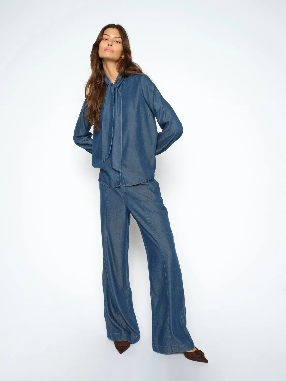 Mos Mosh Paloma Lio Bluse Dunkelblau Stehkragen