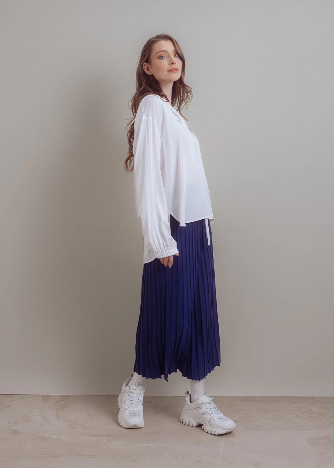 Senatex Viskosebluse mit Bindedetail Cream Bluse