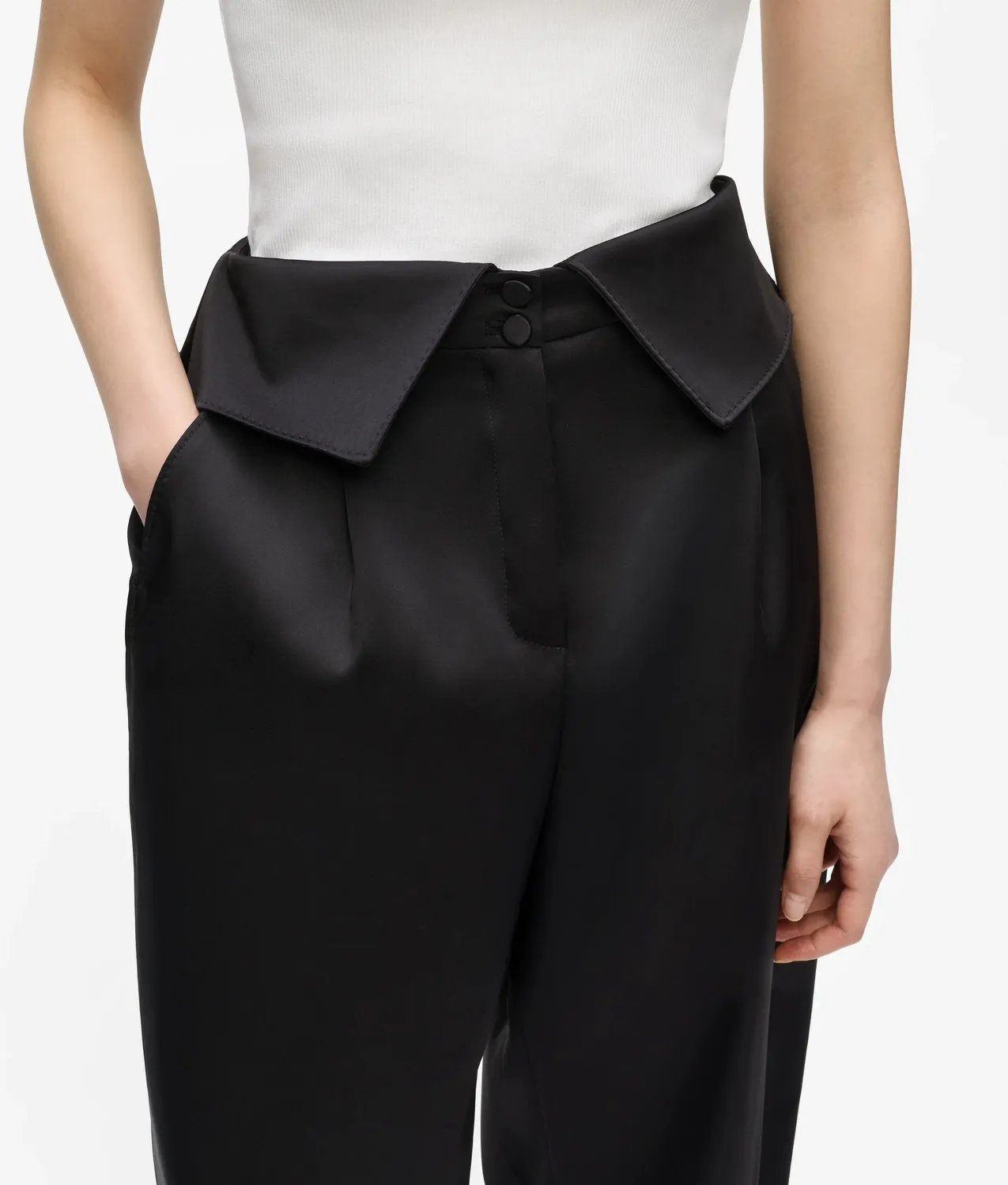 Karl Lagerfeld KL Studio Hose Satin Barrel-Leg hoch