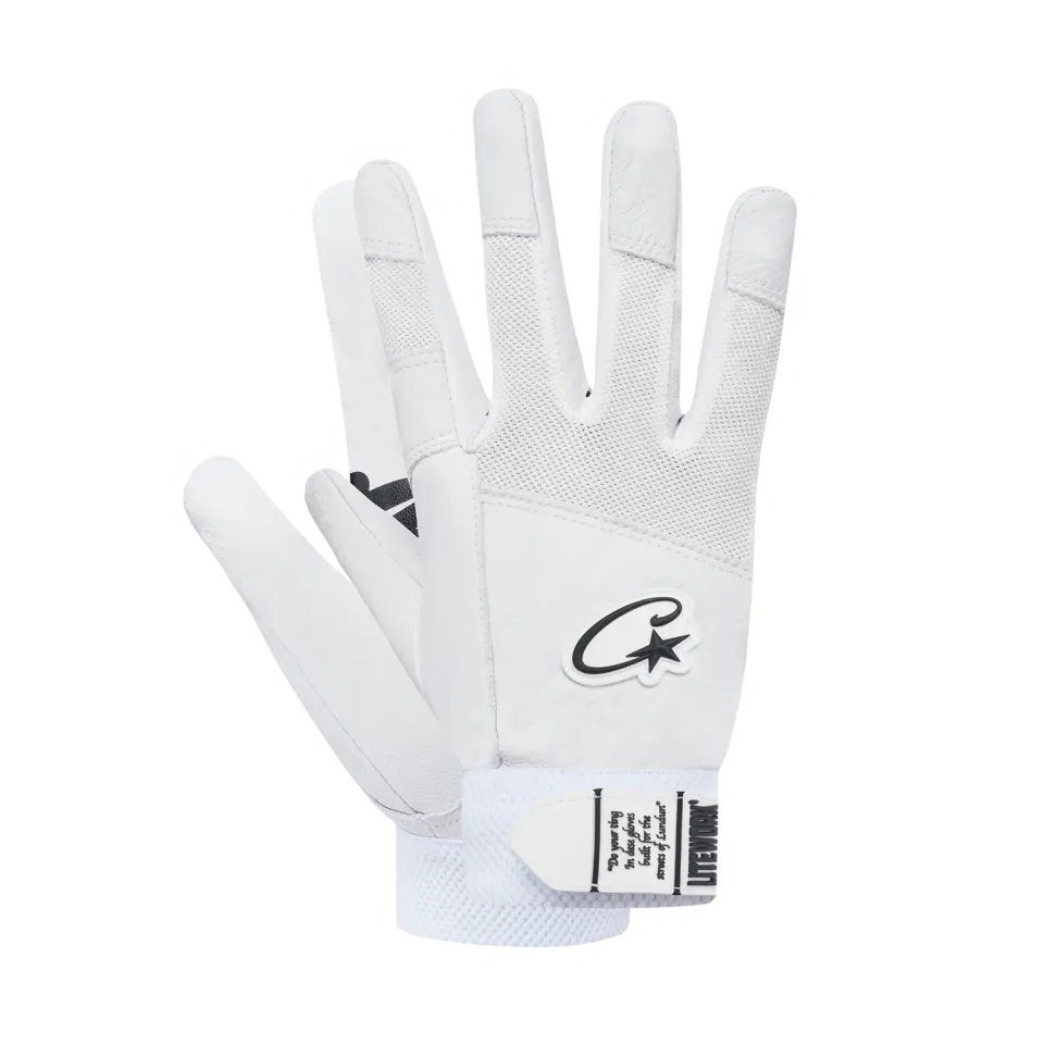 Corteiz Leather Gloves Lederhandschuhe White Grifffläche