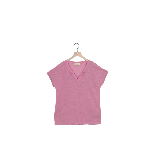 Mos Mosh MMKilana SS Bluse Begonia Pink S V-Ausschnitt