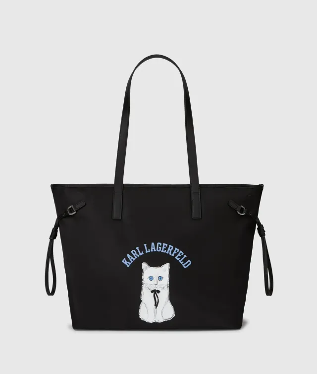 Karl Lagerfeld Ikon Choupette Tote Shopper Schwarz Nylon geräumig