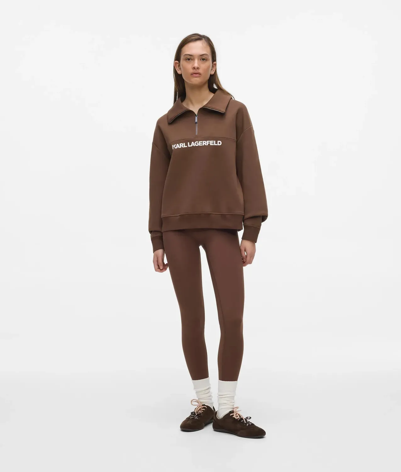 Karl Lagerfeld Logo Half-Zip Sweatshirt Baumwolle