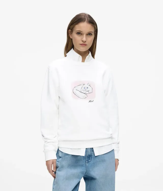 Karl Lagerfeld Illustrated Portrait Sweatshirt Baumwolle