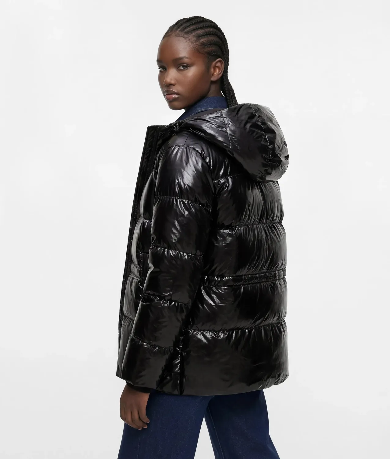 Karl Lagerfeld Pufferjacke glänzend Stepp schwarz