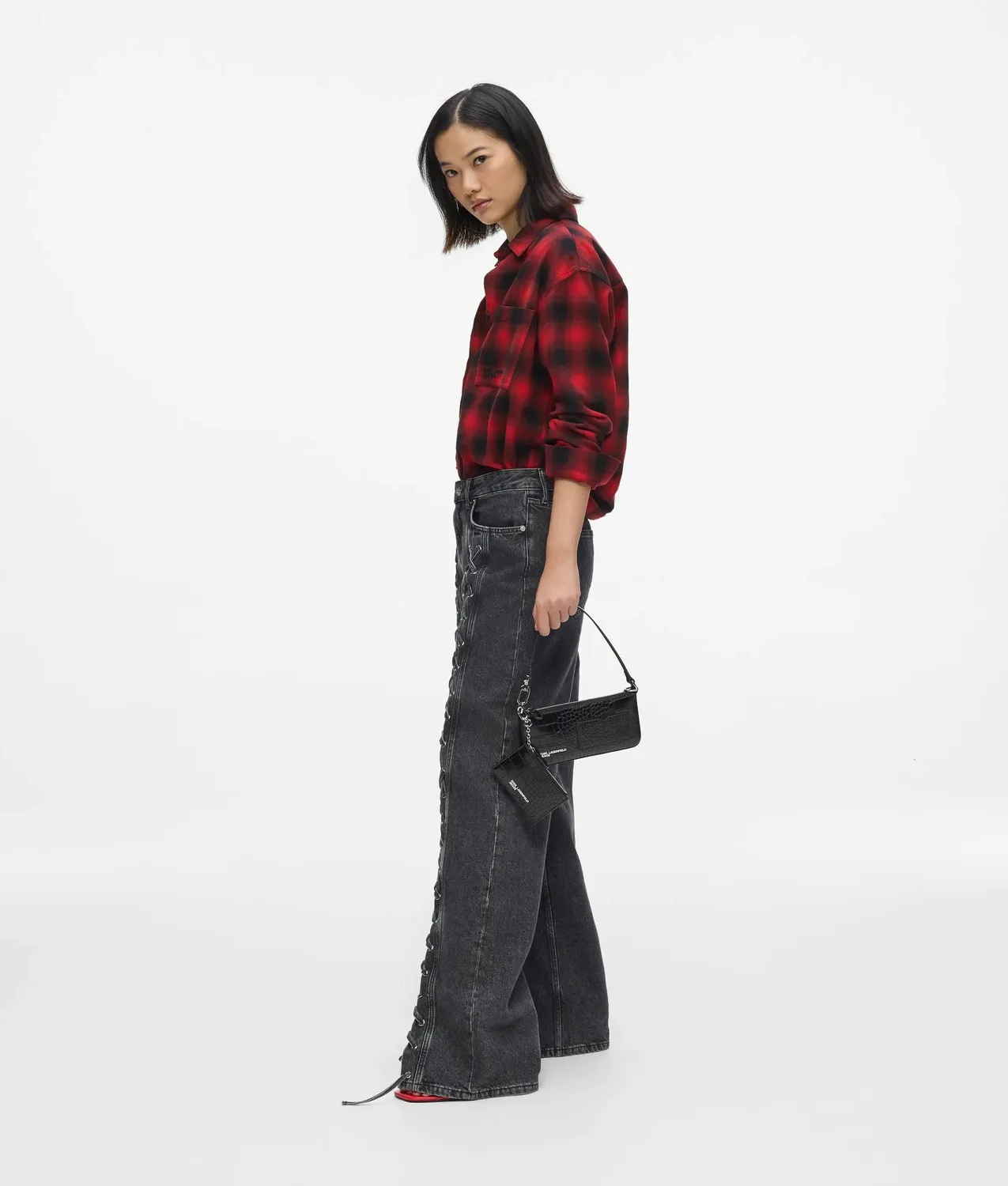 Karl Lagerfeld KL Jeans Croco Pouch Abendtasche One Size