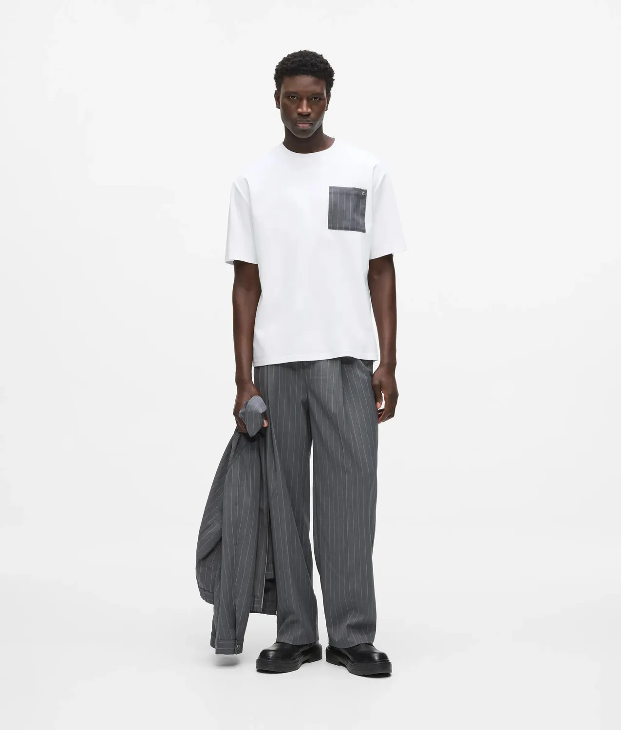 Karl Lagerfeld Pinstripe Pocket T-Shirt Herren Baumwolle