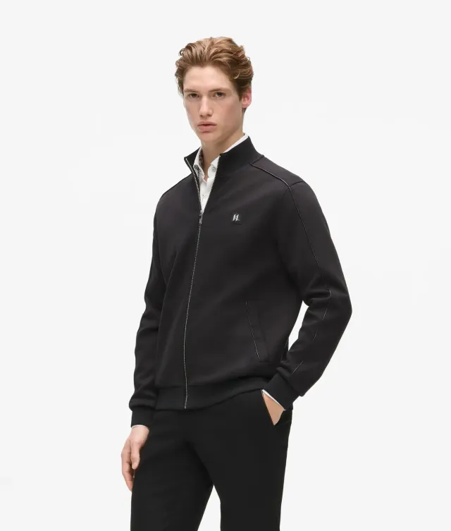 Karl Lagerfeld Zip-Up Metallic Trim Jacke Monogramm Schwarz