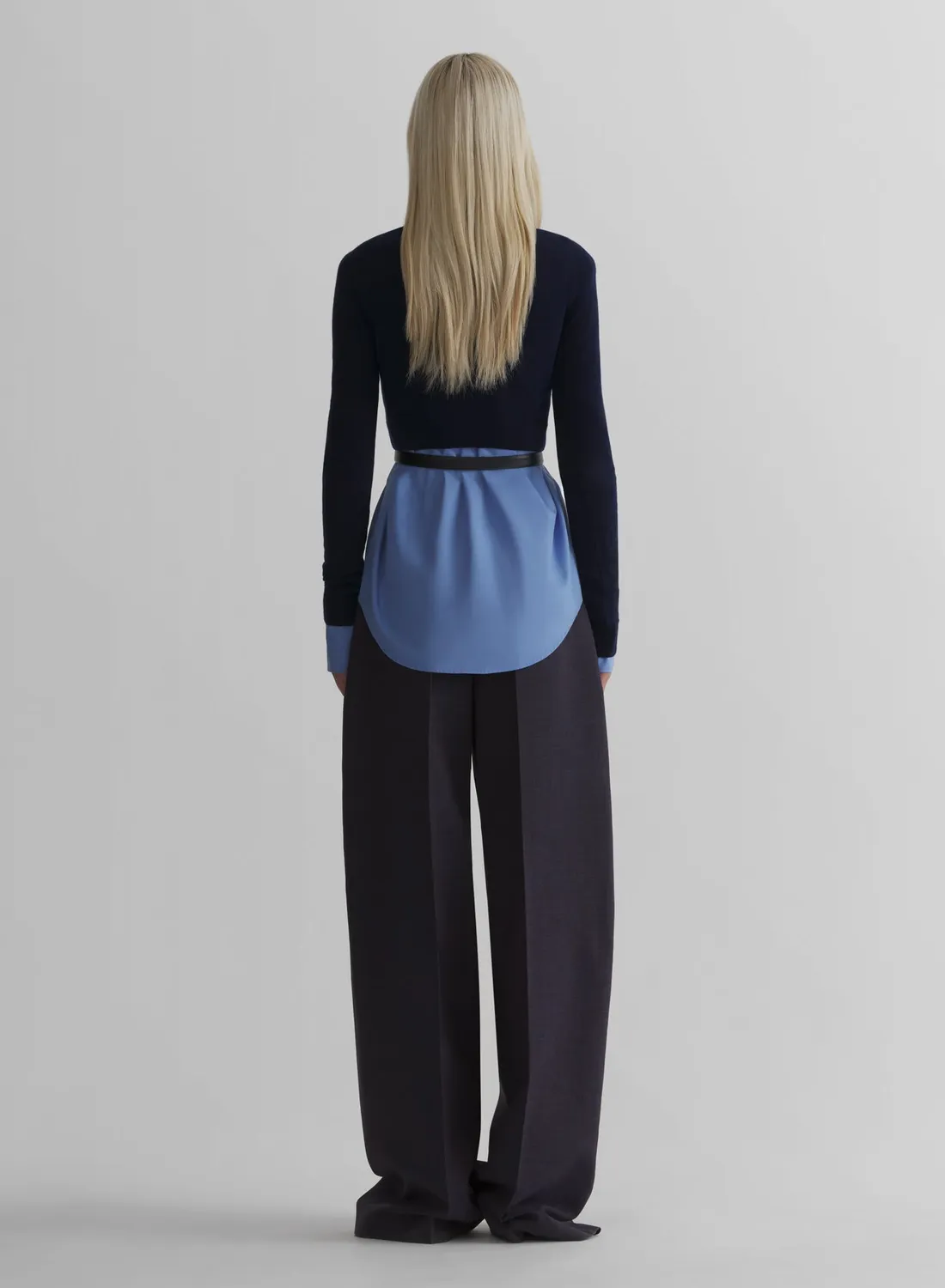 Mugler Cashmere Cropped Polo Strick navy kurz