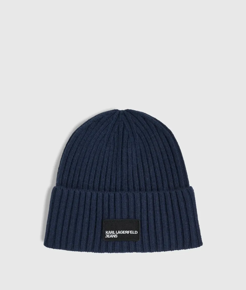 Karl Lagerfeld Jeans Logo Patch Beanie Mütze