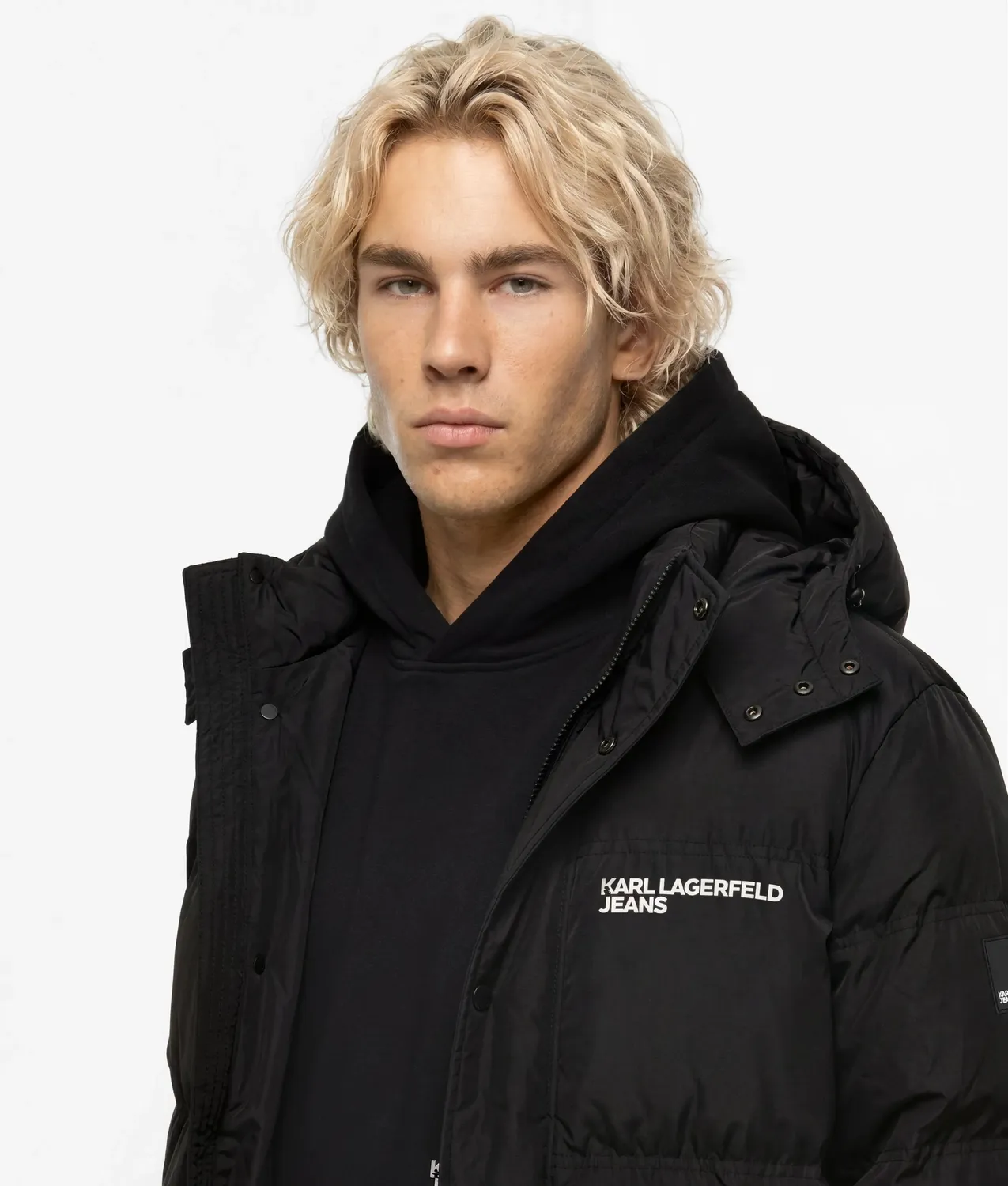 Karl Lagerfeld KL Jeans Extra-Long Pufferjacke Herren lang wattiert