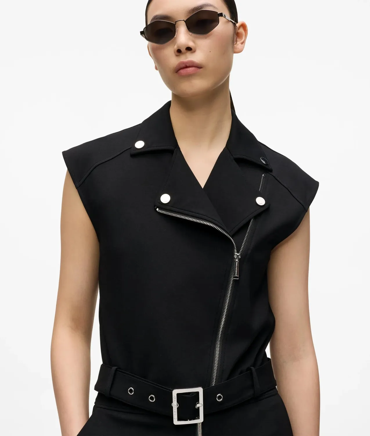 Karl Lagerfeld Jersey Biker Sweatshirt ärmellos mit Gürtel