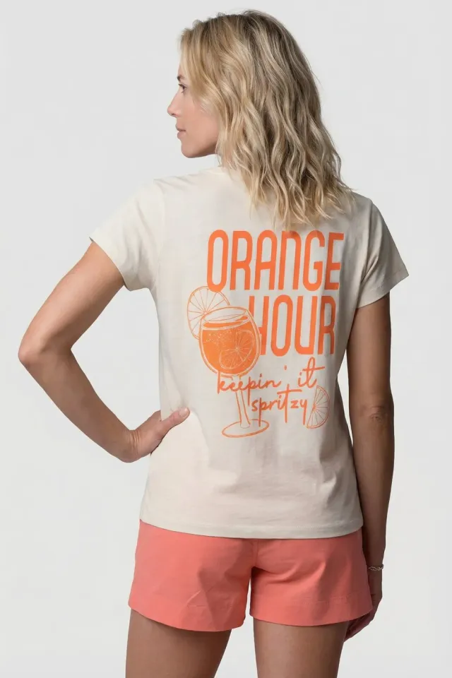 Alife & Kickin SofiaAK P T-Shirt Orange Hour Weiß Bio-Baumwolle