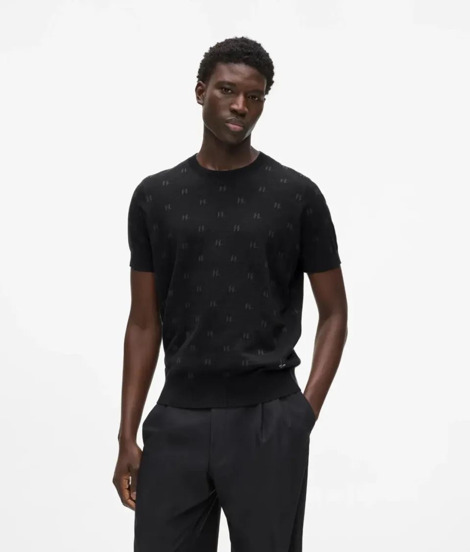 Karl Lagerfeld Monogram Kurzarm Pullover Herren Strick