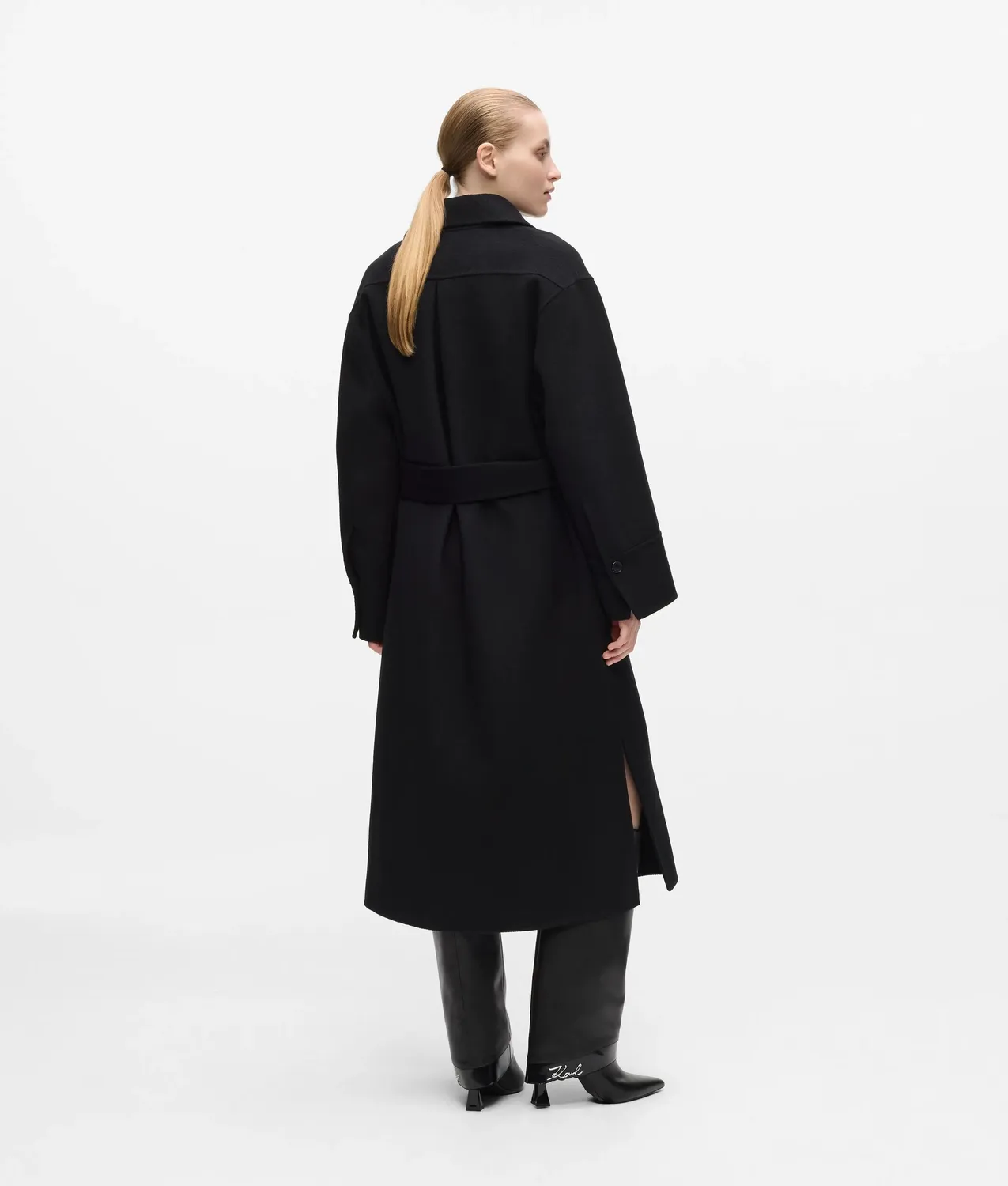 Karl Lagerfeld Wollmantel lang mit Gürtel Wollmix