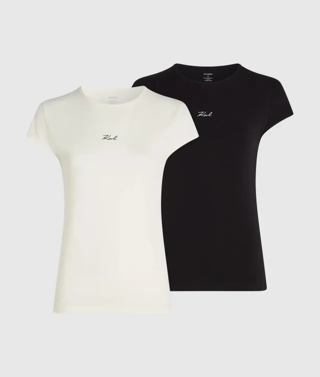Karl Lagerfeld Signature T-Shirt 2er-Pack Bio-Baumwolle