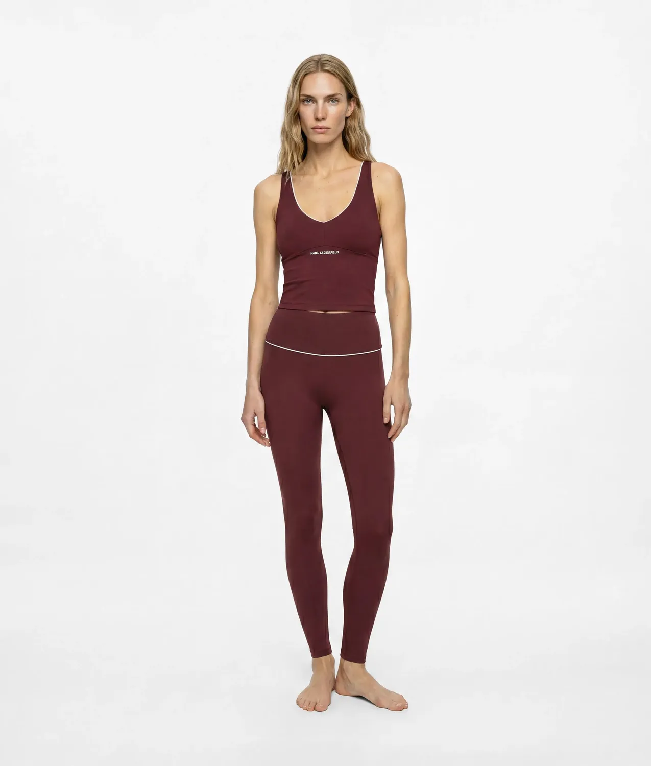 Karl Lagerfeld Piping Tank Top V-Ausschnitt Athleisure