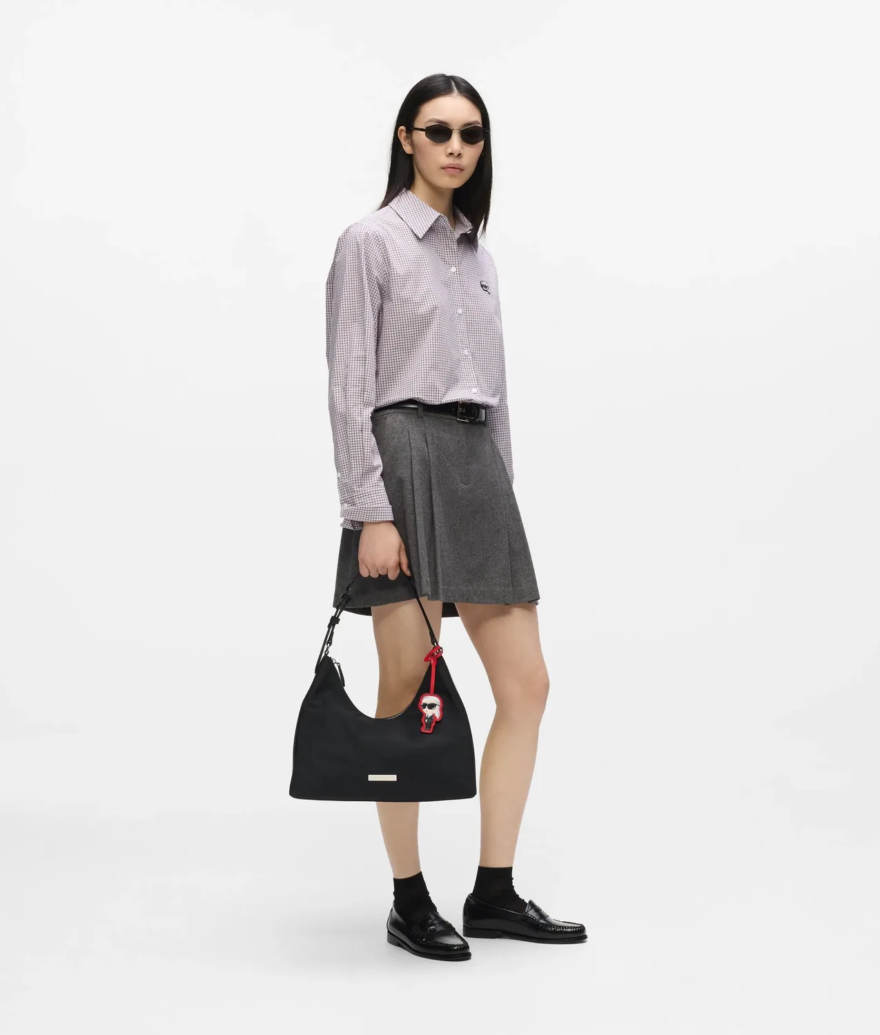 Karl Lagerfeld Ikon Nylon Charm Hobo Handtasche