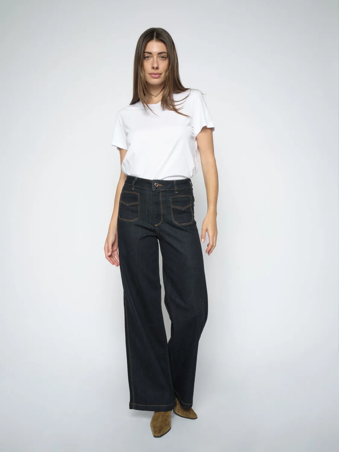 Mos Mosh MMColette Deluxe Wide-Leg Jeans Mid Blue 32