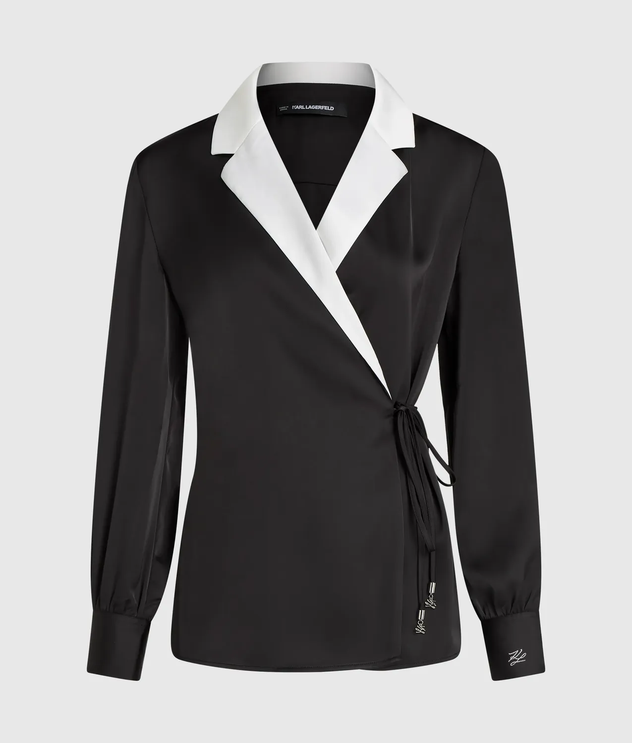 Karl Lagerfeld Satin Wrap Bluse Wickel matt Gr. 0-10