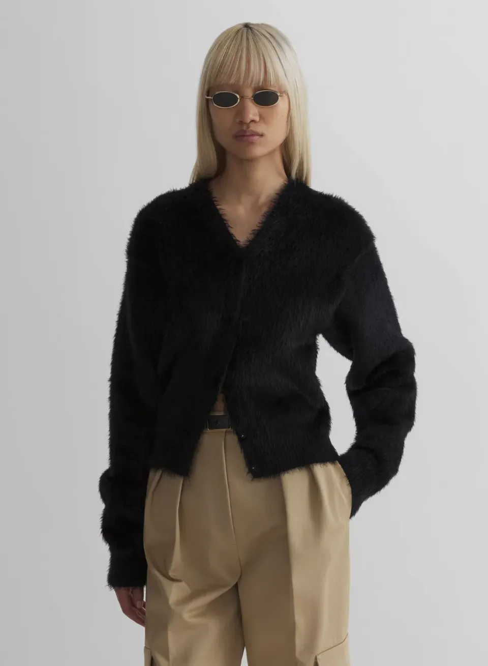 Mugler Brushed Knit Cardigan Strickjacke Gebürstet